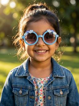 DukieKooky - Kids Girl Blue & Black Uv Protected Round Sunglasses -DKSG629A