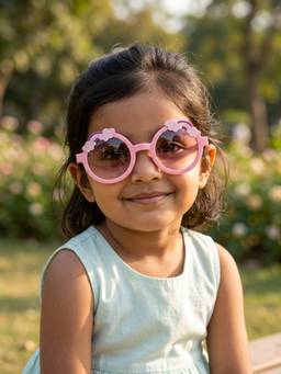 DukieKooky - Kids Girl Pink & Black Uv Protected Round Sunglasses -DKSG629C