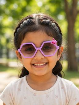 DukieKooky - Kids Girl Purple & Black Uv Protected Pentagon Shape Sunglasses -DKSG630D