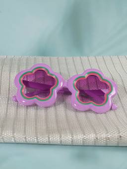 DukieKooky - Kids Girl Purple & Purple Uv Protected Flowers Shape Sunglasses -DKSG631D