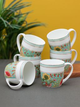 CLAY CRAFT - Fine Ceramic Alton Fiesta Tea-Coffee Cup Green (Pack of 6)