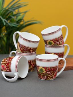 CLAY CRAFT - Fine Ceramic Alton Fiesta Tea-Coffee Cup Maroon (Pack of 6)