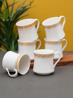 CLAY CRAFT - Fine Ceramic Bobby Regal Tea-Coffee Cup White (Pack of 6)