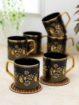 CLAY CRAFT - Fine Ceramic Director Ebony Tea-Coffee Cup Black (Pack of 6)