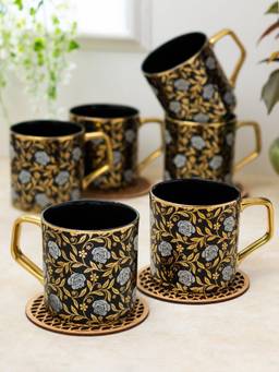 CLAY CRAFT - Fine Ceramic Director Ebony Tea-Coffee Cup Black (Pack of 6)