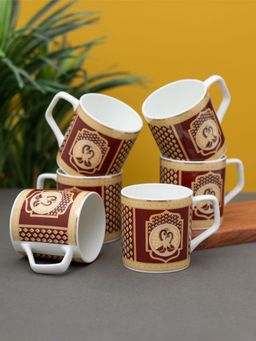 CLAY CRAFT - Fine Ceramic Director Midas Tea-Coffee Cup Maroon (Pack of 6)