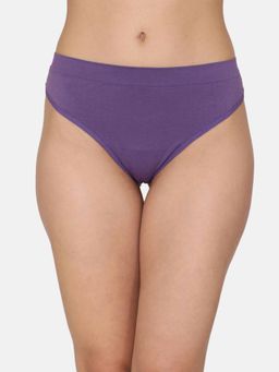 Zivame - Medium Rise Seamless Thong - Purple