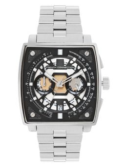 French Connection - Mens Black Square Analog Watch- Fct1Sm (Medium)