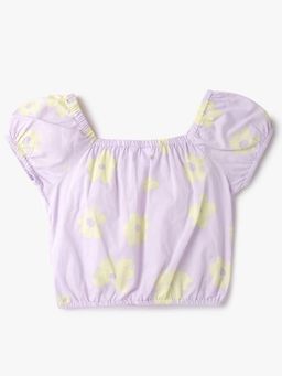 GAP - Girls Floral Square Neck Puff Sleeve Crop Top