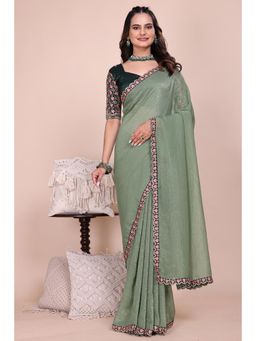 Nyri - Womens Floral Embroidered Georgette Saree with Unstitched Blouse