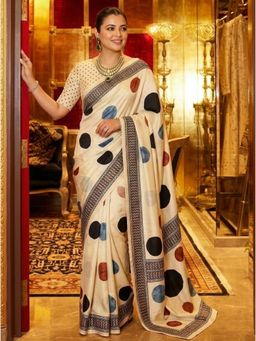Nyri - Printed Ajrak Saree with Unstitched Blouse