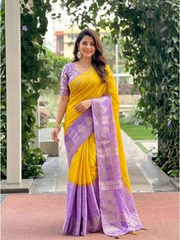Nyri - Woven Zari Jacquard Saree with Unstitched Blouse
