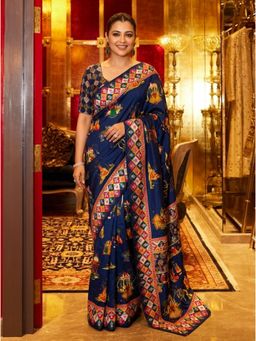Nyri - Patola Printed Satin Saree with Unstitched Blouse