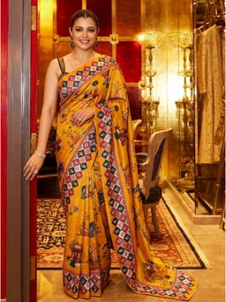 Nyri - Patola Printed Satin Saree with Unstitched Blouse