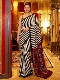Nyri - Printed Bandhani Cotton Blend Saree with Unstitched Blouse