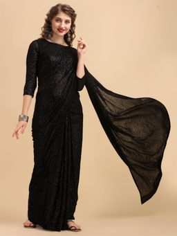 Nyri - Blooming Embroidered Pure Georgette Sequinned Party Saree with Unstitched Blouse