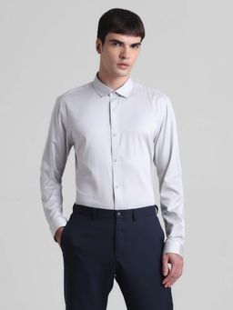 Jack & Jones - Grey Slim Fit Full Sleeves Shirt