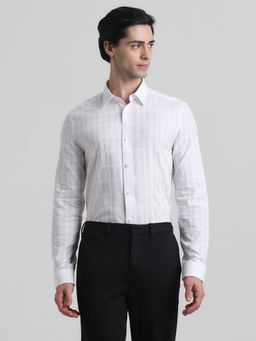 Jack & Jones - White Dobby Check Slim Fit Shirt