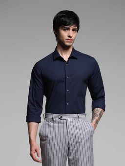 Jack & Jones - Men Slim Fit Navy Blue Shirt