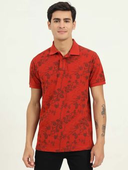 Greenfibre - Red Printed Slim Fit Polo T-shirt