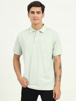 Greenfibre - Mist Green Printed Regular Fit Polo T-shirt