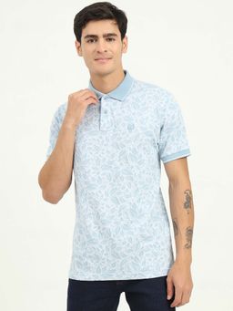 Greenfibre - Blue Printed Slim Fit Polo T-shirt