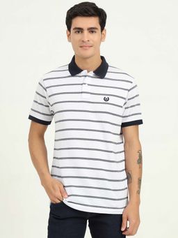 Greenfibre - White Striped Slim Fit Polo T-shirt