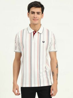Greenfibre - White Striped Slim Fit Polo T-shirt