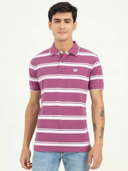 Greenfibre - Lavender Striped Slim Fit Polo T-shirt