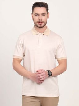 JadeBlue - Beige Printed Regular Fit Polo T-shirt