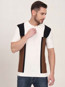 JadeBlue - White Printed Slim Fit Polo T-shirt