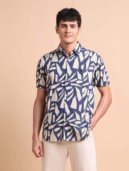 U.S. Polo Assn. Denim Co. - Blue Men's Slim Fit Abstract Printed Shirt