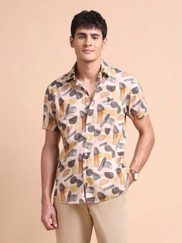 U.S. Polo Assn. Denim Co. - Brown Men's Abstract Printed Slim Fit Shirt