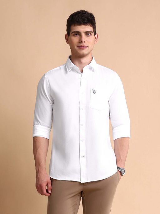 U.S. POLO ASSN. White Men's Pure Cotton Tailored Fit Shirt