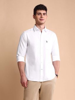 U.S. POLO ASSN. - White Men's Pure Cotton Tailored Fit Shirt
