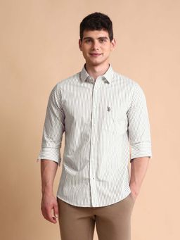 U.S. POLO ASSN. - Grey Men's Vertical Striped Tailored Fit Shirt