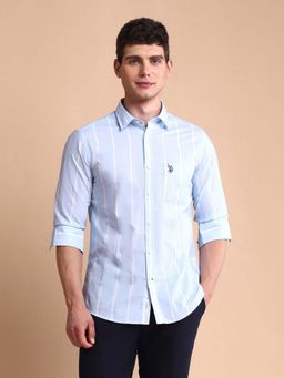 U.S. POLO ASSN. - Blue Men's Vertical Striped Tailored Fit Shirt