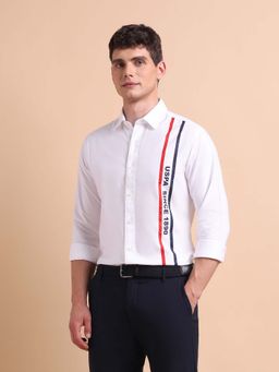 U.S. POLO ASSN. - White Men's Brand Tailored Fit Oxford Shirt