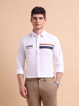 U.S. POLO ASSN. - White Men's Brand Tailored Fit Oxford Shirt