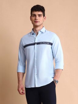 U.S. POLO ASSN. - Blue Men's Brand Tailored Fit Oxford Shirt