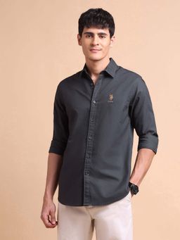 U.S. POLO ASSN. - Grey Men's Pure Cotton Tailored Fit Oxford Shirt