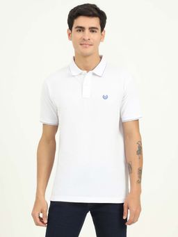 Greenfibre - White Solid Slim Fit Polo T-shirt