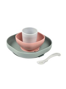 Beaba - Silicone 4 Piece Baby Meal Set, Eucalyptus, 4M+