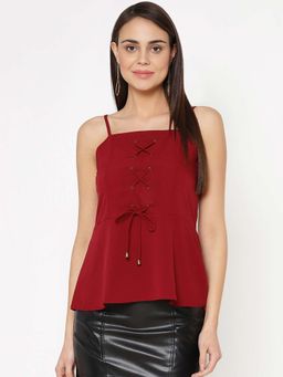 Carlton London - Women Casual Maroon Solid A-line Top