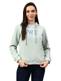 Cantabil - Typography Aqua Full Sleeve Women Hoodie