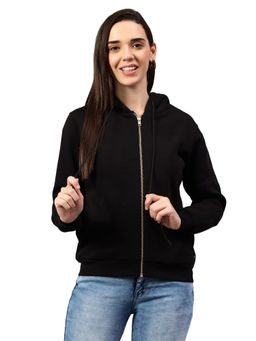 Cantabil - Solid Black Full Sleeve Women Hoodie