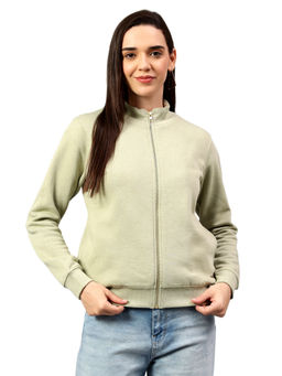 Cantabil - Solid Pastel Green Full Sleeve Women Sweatshirt