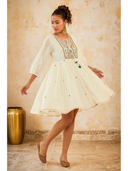Soch - White Cotton Embroidered Dress