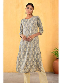 Soch - Grey Rayon Printed Kurta