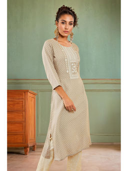Soch - Beige Rayon Printed Kurta